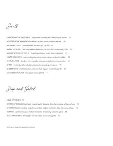 HUDSON HOUSE MENU PAGE ONE